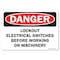 Signmission OSHA, Lockout Electrical Switches Before Working On Machinery, 10in X 7in Rigid Plastic, 710-L-19422 OS-DS-P-710-L-19422 - alternate 1